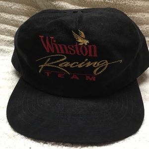 Vintage Winston Racing Team Hat NASCAR Cap Black Velvet Feel Snapback